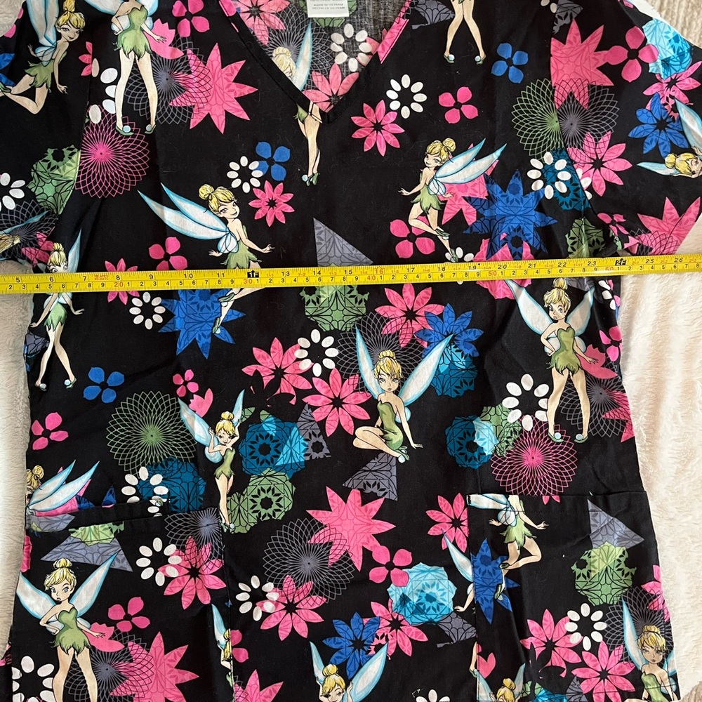 Disney Black and Pink Tinkerbell Scrub Top